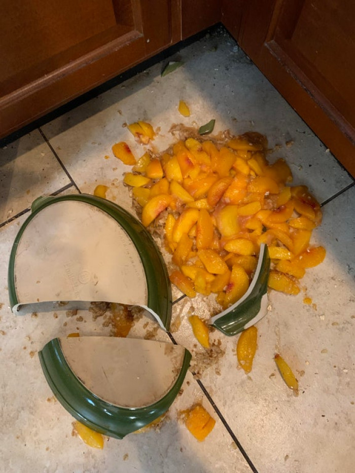 31. My wife worked for an hour on this peach crisp and burst into tears right before my parents showed up to our house.