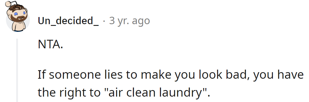 A Redditor said the OP was in the right for telling the truth