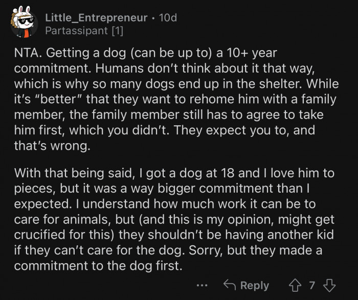 It's a huge commitment that OP is not ready to make.