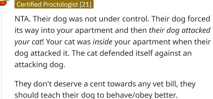 The dog entered her home.