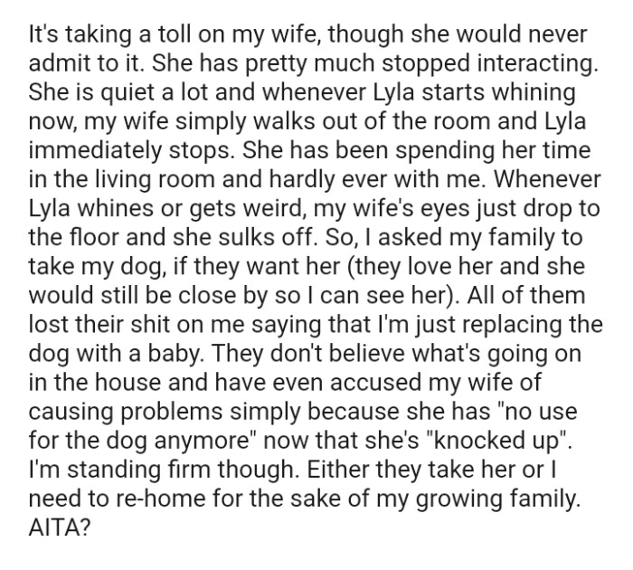 The OP's wife has been spending her time in the living room and hardly ever with him.