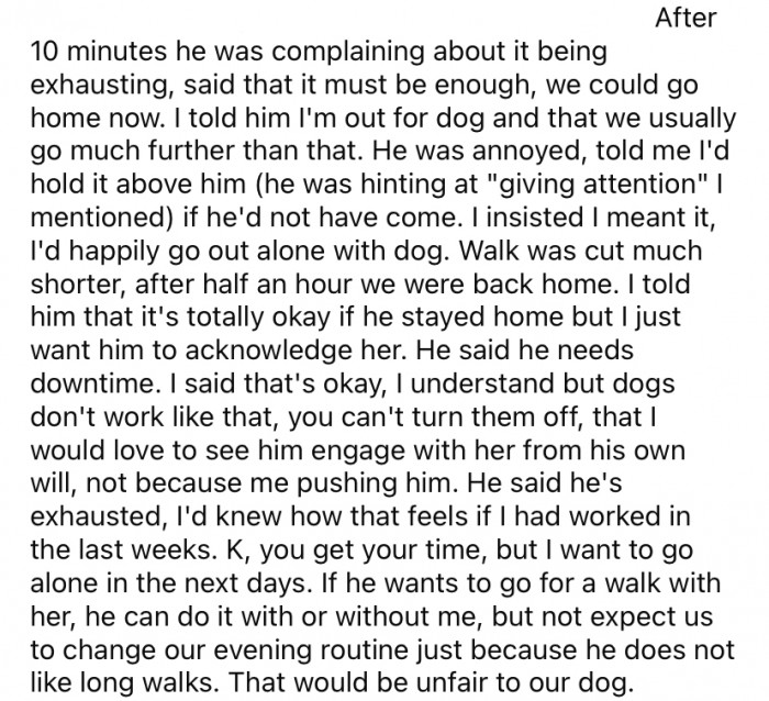 After only 10 minutes, OP's boyfriend was complaining that he was tired and that it must be time to head back.