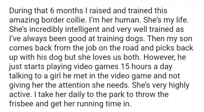 The dog loves us both