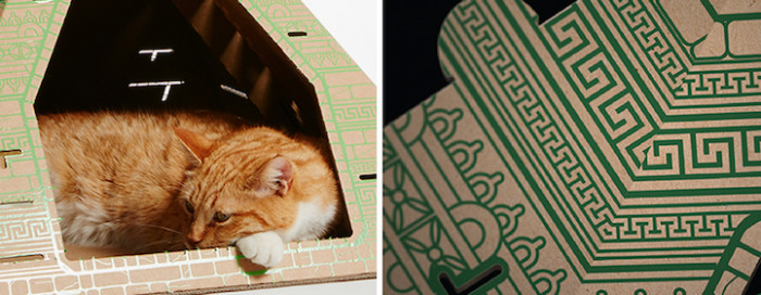 Taj Mahal themed cardboard cat furniture, regal look for lounging cats