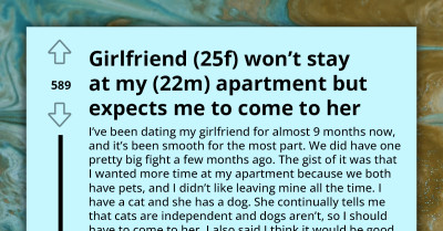 Man Challenges Girlfriend's Insistence On Excluding His "Independent" Cat From Their Sleepovers