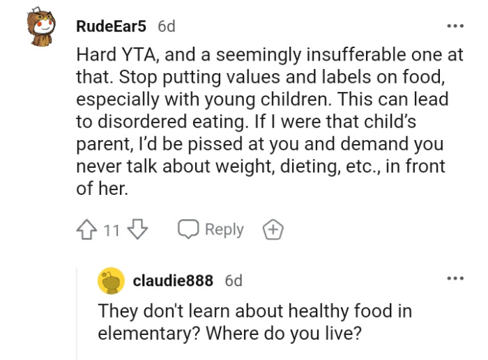 Stop putting values and labels on food