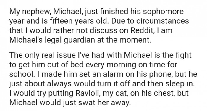 The OP is Michael's legal guardian