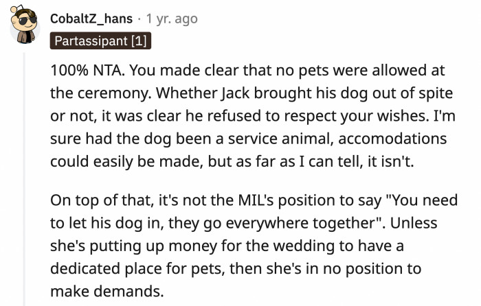 OP's mother-in-law had no right to tell OP what she can and can't do at her own wedding.