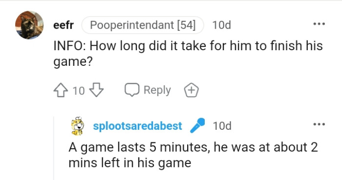 An info asked, and answer given.