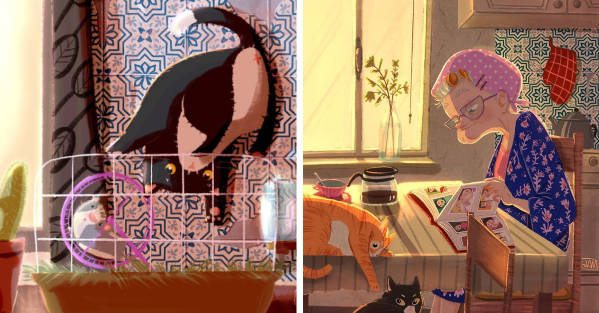 Italian Artist Creates Adorable Illustrations About Cats