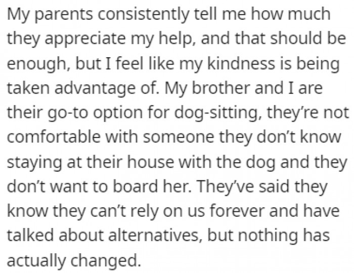 Her parents have talked about alternative options, but they haven't done anything yet