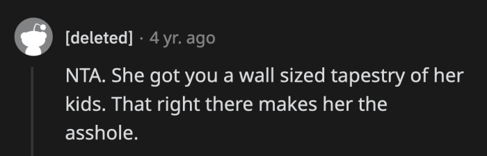 Did OP's sister truly hope that they would hang the tapestry in their home?