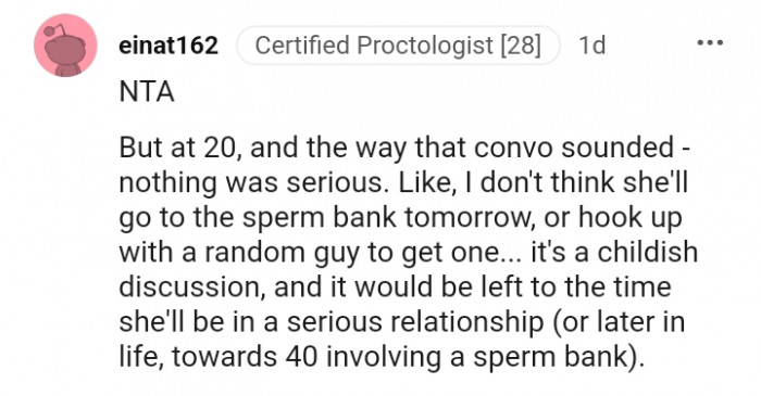 It would be left to a time she'd be in a serious relationship