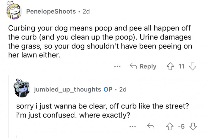 Urine can cause damage to the woman's lawn.