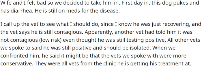 OP and his wife felt bad, so they decided to take the dog in, despite already having a dog and a cat of their own.