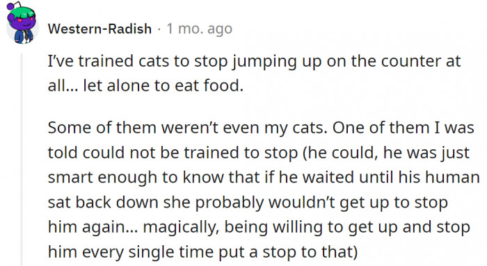 Here's the confirmation that cats can be trained, but they are also incredibly clever and stubborn: