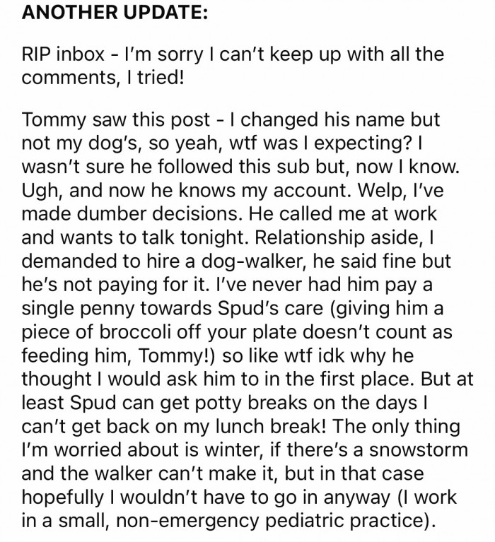 Later on, OP revealed how her partner found out about the Reddit post.