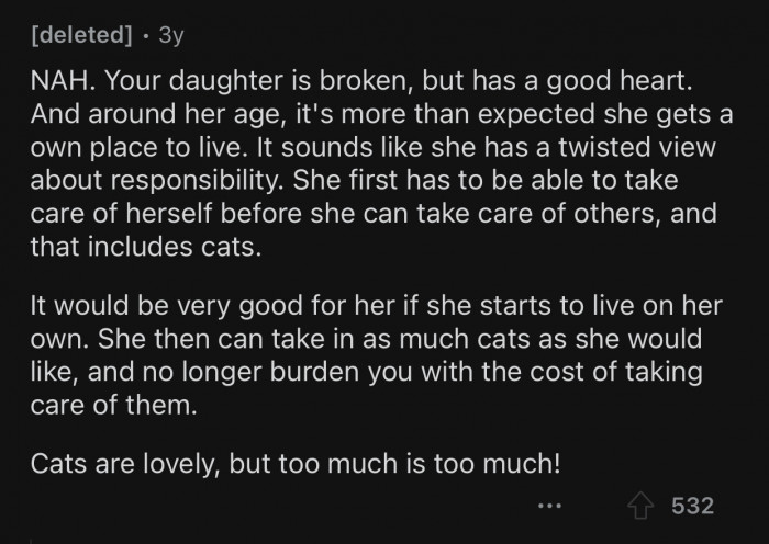 The daughter has a good heart, but she needs help.