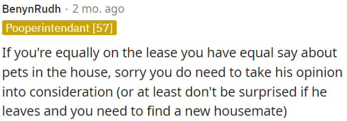 Equal lease, equal pet says