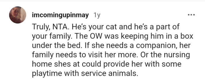 The old woman was clearly not treating the cat well