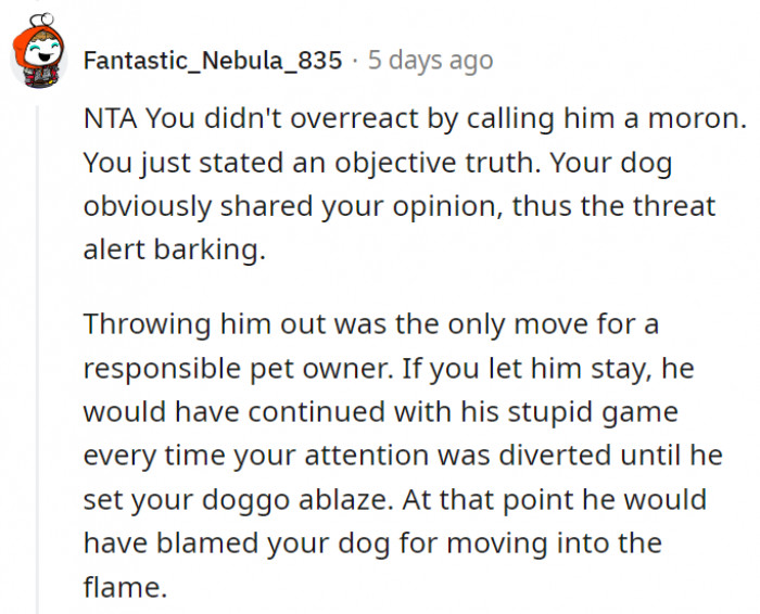3. If something bad happened, C might have even blamed the dog