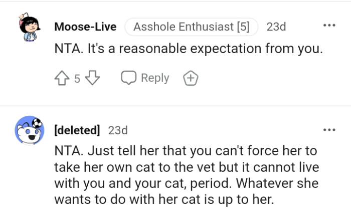 The OP can't force her, but at the same time, she can't live with her either.