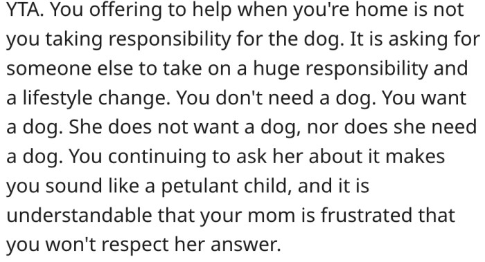 8. Her mother will shoulder most of the responsibility.