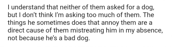 The OP understands that neither of them asked for a dog