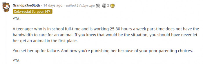 People were especially triggered to hear how much the daughter had to work.