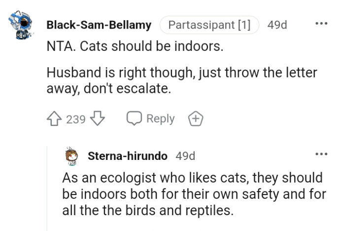 Cats should be indoors for their own safety
