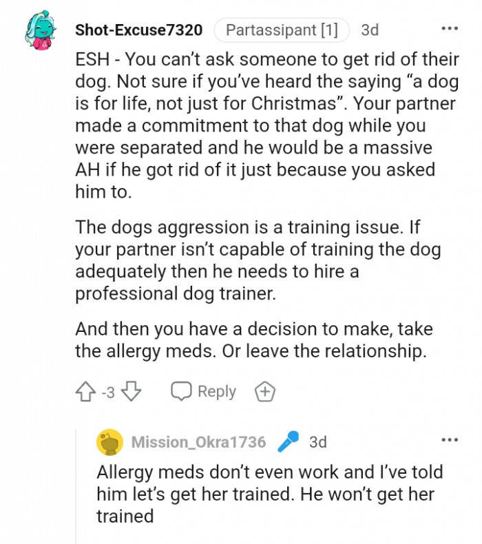 The dog's aggression is a training issue.