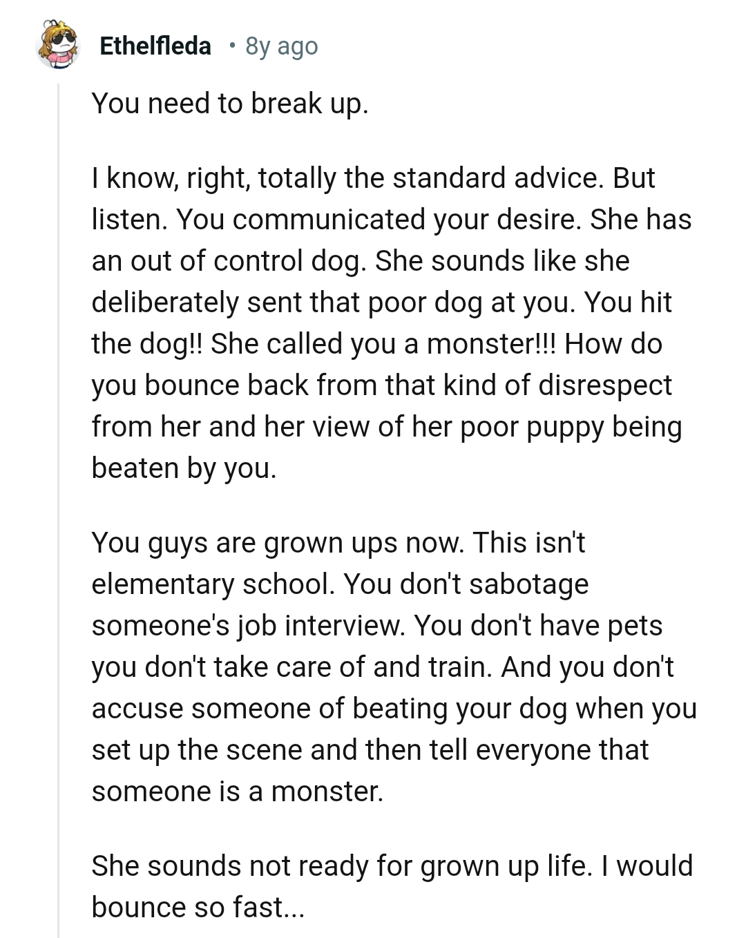 She called the OP a monster