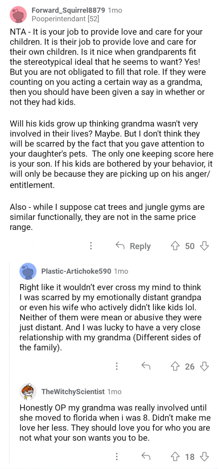 #18 I can't recall her stating the grandchildren's reaction to this.