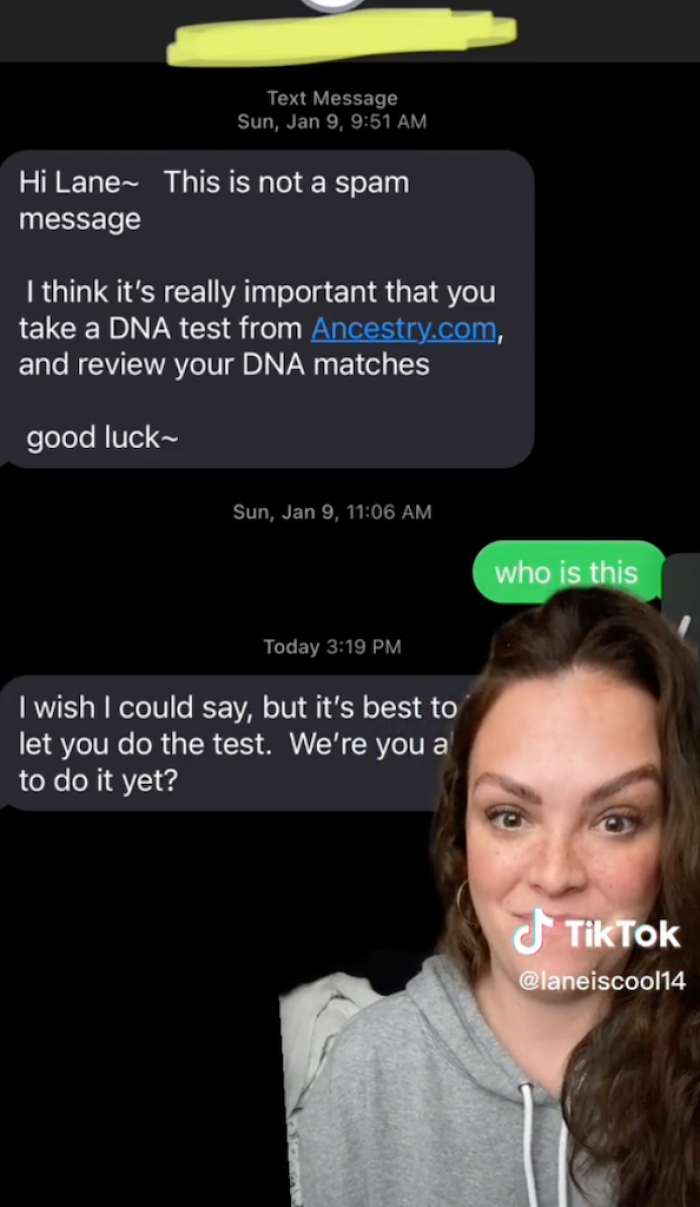 “This f*cking text message right here changed my life forever,” Lane says