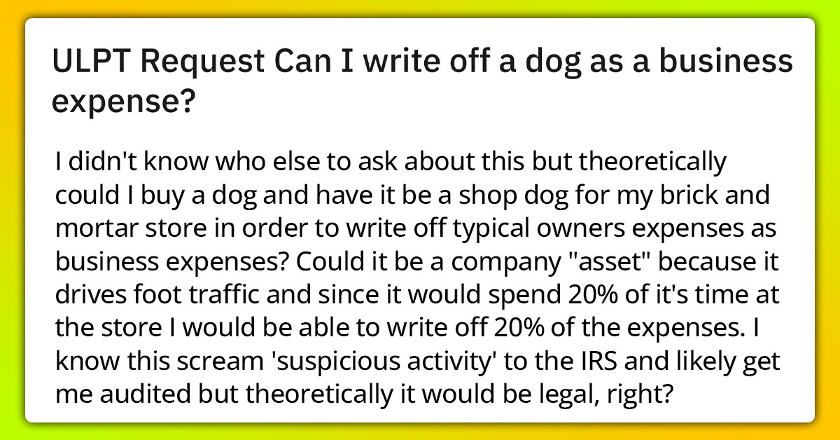 Redditors Discus If You Can Write Off A Dog As A Business Expense