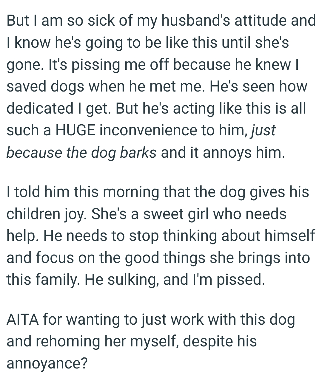 She's a sweet girl who needs help