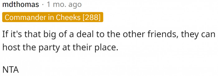 Maybe hold the party at Cassie's home?