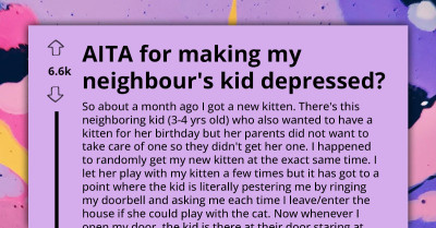 Cat Owner Lies To An Enthusiastic 4 Y.O. Who Kept Showing Up At Their Door To Play With Their New Kitten, Feels Guilty When The Kid Stopped Eating In Protest