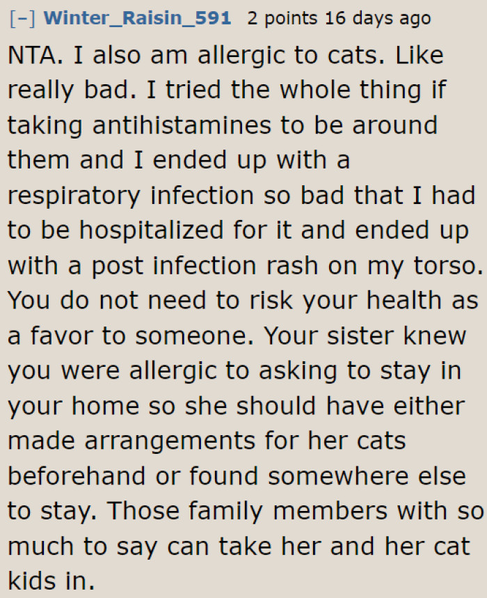 The OP shouldn't risk it. Her sister has plenty of options.