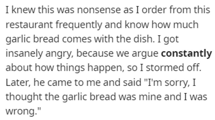 OP was furious by what he said and she stormed off