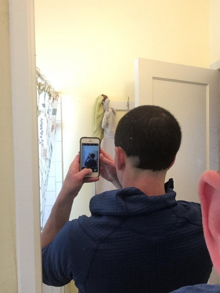 24. Bought some electric clippers to give myself a quarantine cut. Asked my wife to help me trim up the back.