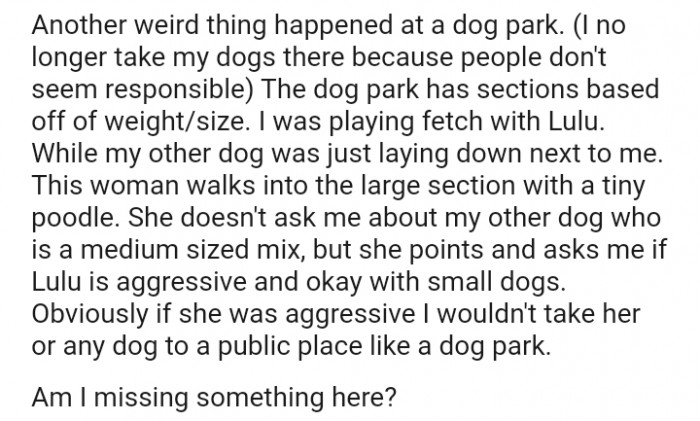 Is Lulu aggressive and okay with small dogs?