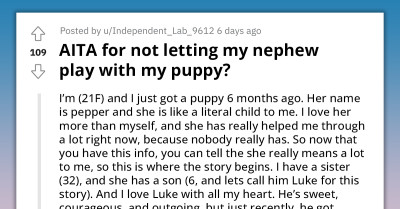 Woman Doesn't Allow Her Nephew To Play With Her Dog Out Of Fear For Its Safety, Gets Called Out By Her Sister