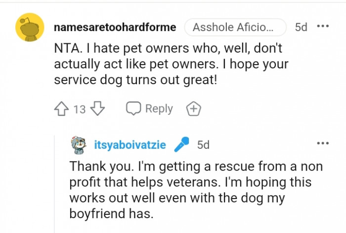 This Redditor hopes the service dog turns out great