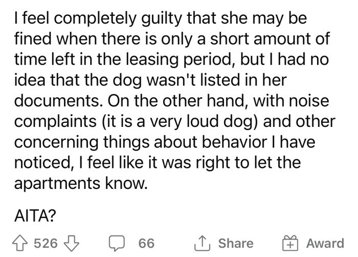 OP can't help but feel guilty about what happened, which is why she decided to consult with the Reddit community.