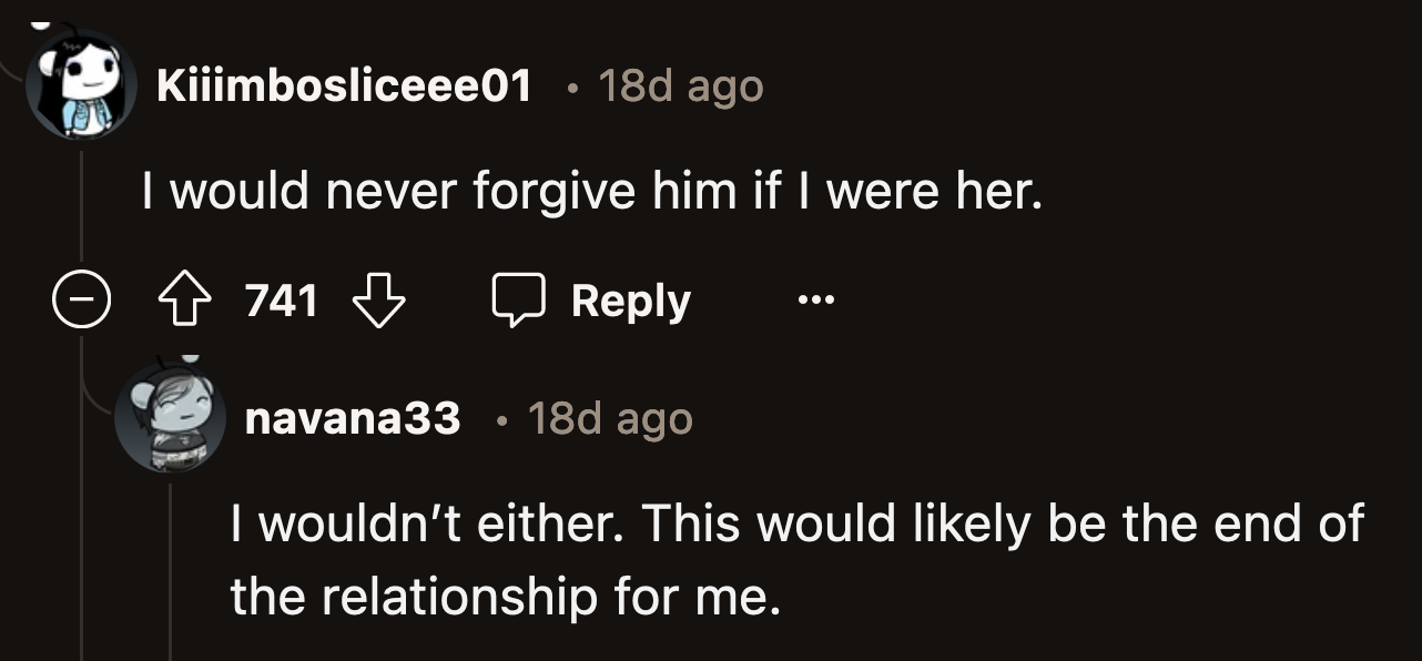 OP's actions were a deal-breaker and marriage-ender for some of the commenters.