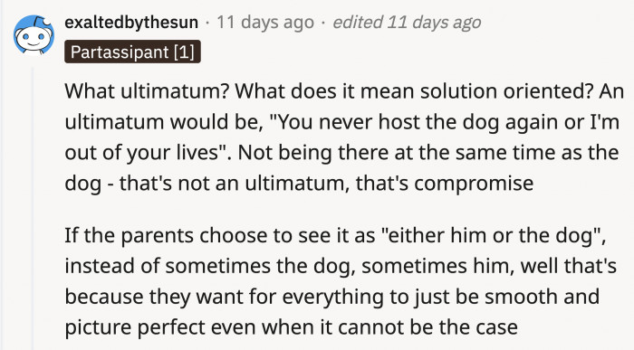 This comment pointed out that what OP did was actually not an ultimatum