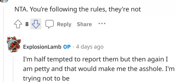 OP is following the rules - their neighbor is not