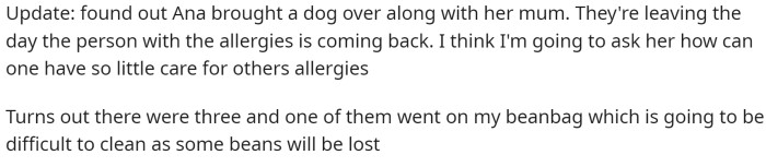 OP posted an update stating that her roommate did end up bringing the dog regardless of what she said and the allergy.
