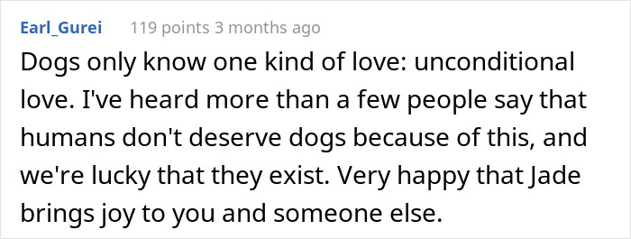 Dogs can give unconditional love